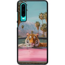 Coque Huawei P30 - Tigre voiture rose