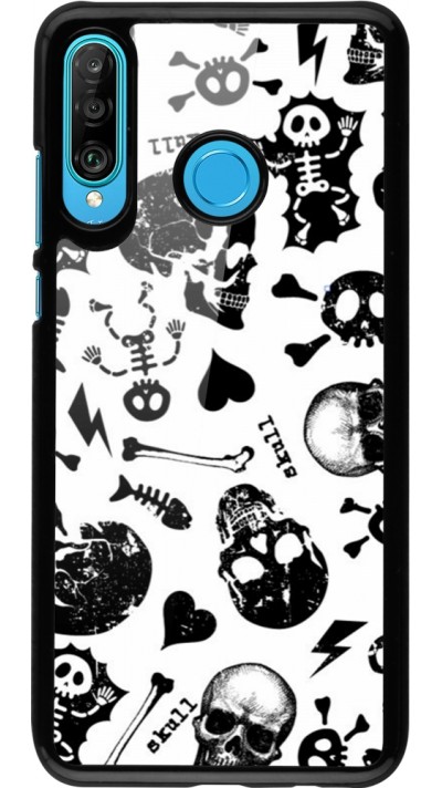 Huawei P30 Lite Case Hülle - Halloween 2024 skeleton mix