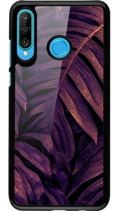 Huawei P30 Lite Case Hülle - Purple Light Leaves