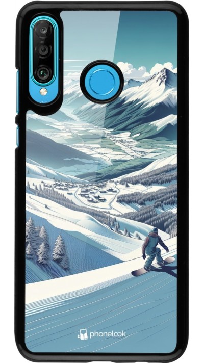 Coque Huawei P30 Lite - Snowboarder Montagne