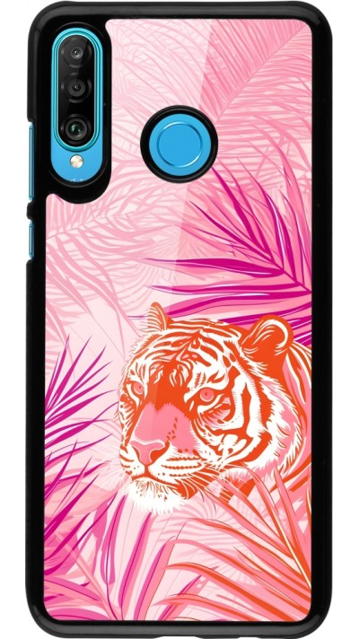 Coque Huawei P30 Lite - Tigre palmiers roses