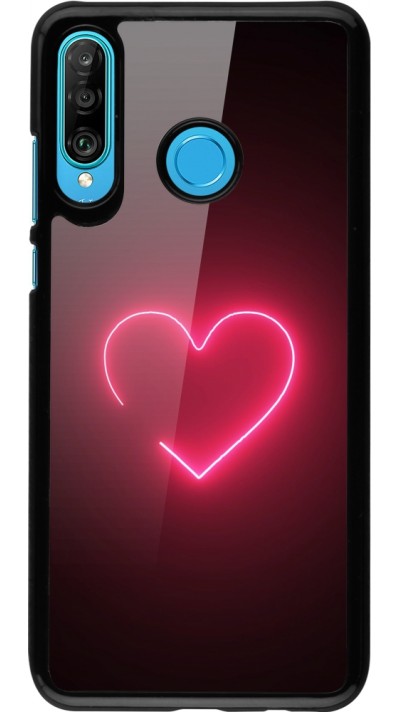 Huawei P30 Lite Case Hülle - Valentine 2023 single neon heart