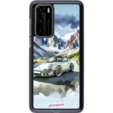 Huawei P40 Case Hülle - Porsche 911 Berg Aquarell