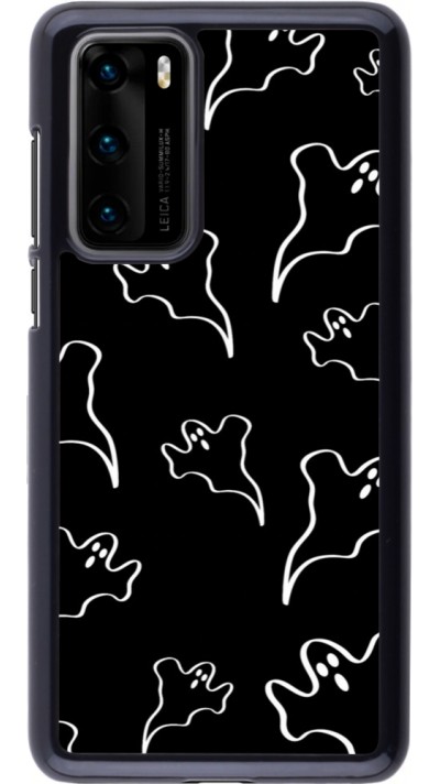 Huawei P40 Case Hülle - Halloween 2024 black and white ghosts