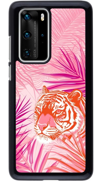 Coque Huawei P40 Pro - Tigre palmiers roses