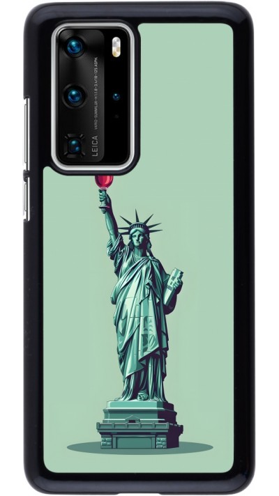 Coque Huawei P40 Pro - Wine Statue de la liberté avec un verre de vin