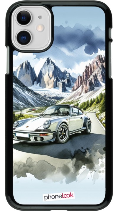 Coque iPhone 11 - Porsche 911 Mountain Watercolor