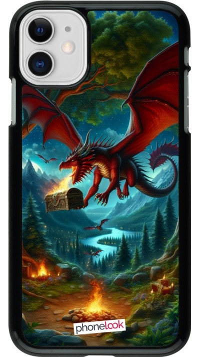 iPhone 11 Case Hülle - Drache Fliegend Wald Schatz