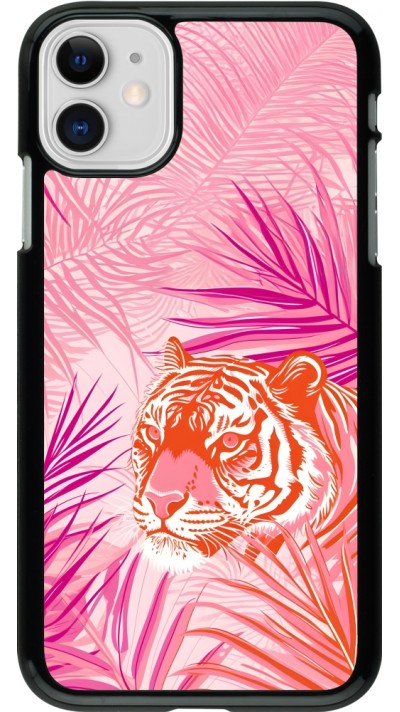 iPhone 11 Case Hülle - Tiger Palmen rosa