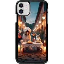 iPhone 11 Case Hülle - Valentin 2024 Hund & Katze Kerzenlicht