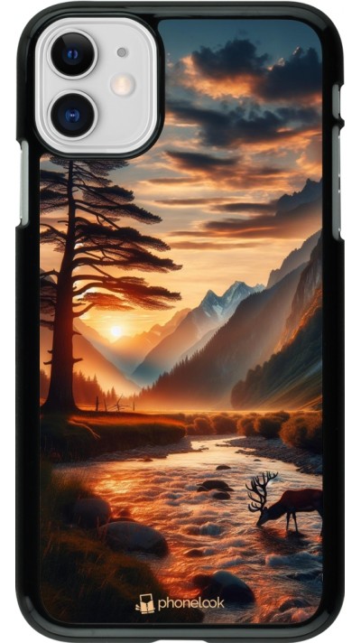 iPhone 11 Case Hülle - Tal Sonnenuntergang Hirsch Baum