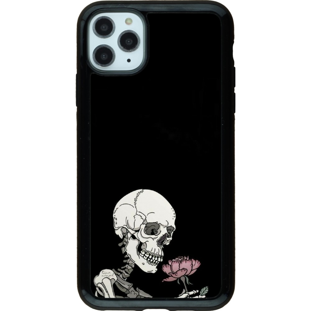 iPhone 11 Pro Max Case Hülle - Hybrid Armor schwarz Halloween 2023 rose and skeleton