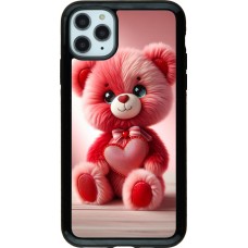 iPhone 11 Pro Max Case Hülle - Hybrid Armor schwarz Valentin 2024 Rosaroter Teddybär