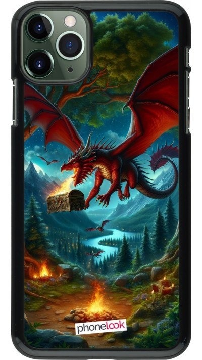 iPhone 11 Pro Max Case Hülle - Drache Fliegend Wald Schatz