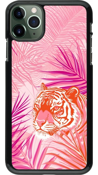 iPhone 11 Pro Max Case Hülle - Tiger Palmen rosa