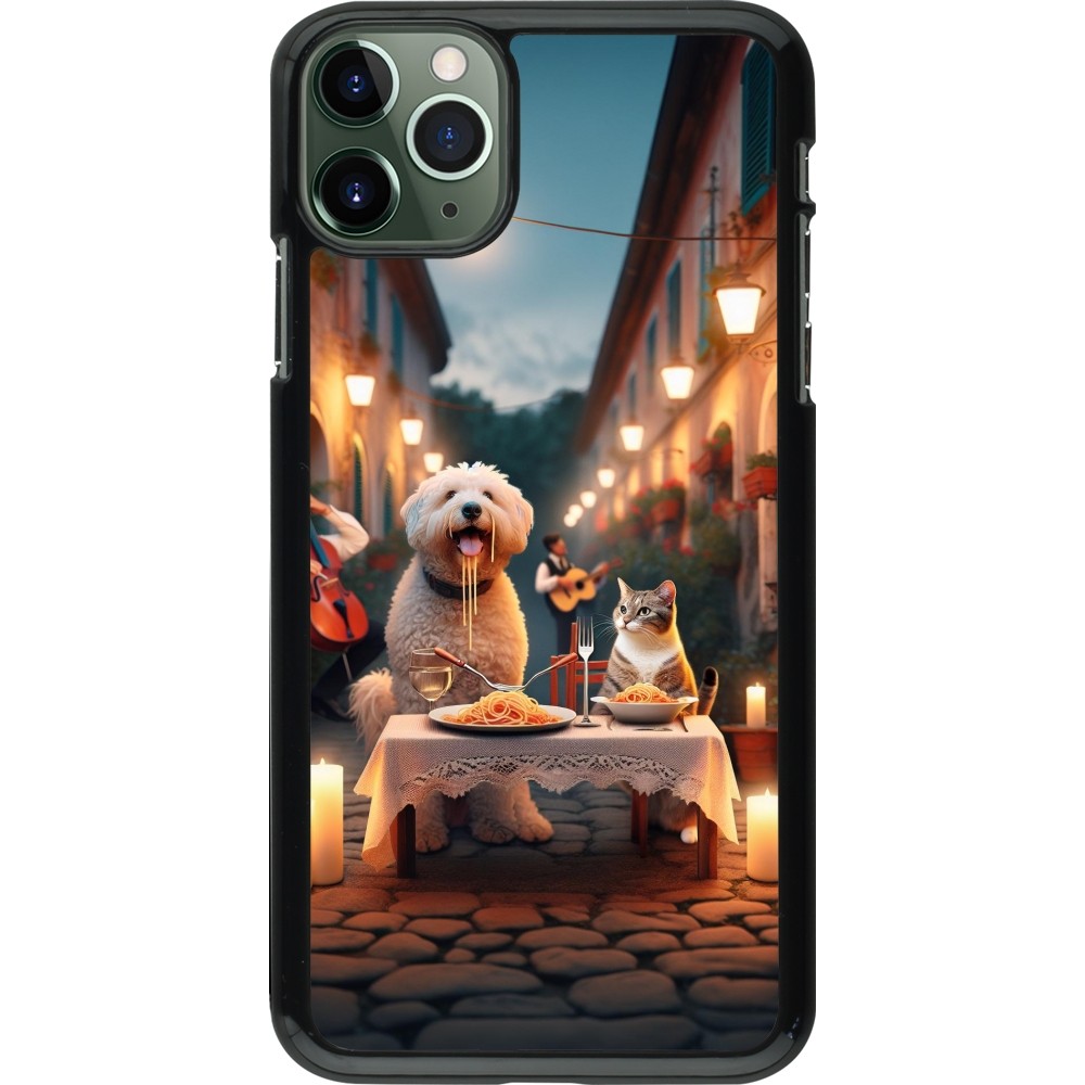 iPhone 11 Pro Max Case Hülle - Valentin 2024 Hund & Katze Kerzenlicht