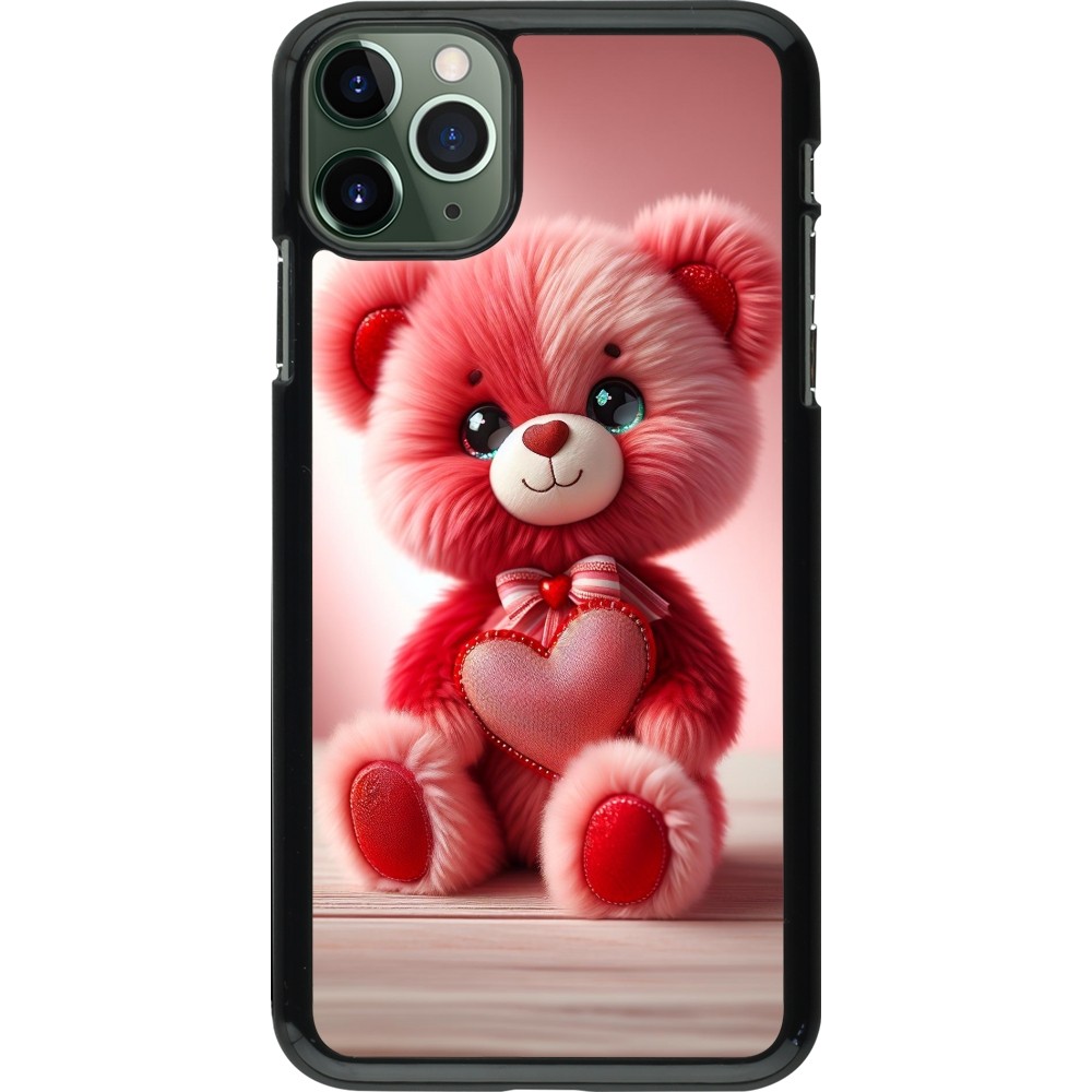 iPhone 11 Pro Max Case Hülle - Valentin 2024 Rosaroter Teddybär