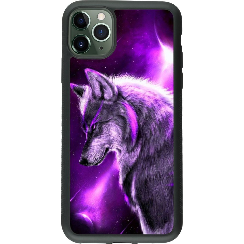 Hülle iPhone 11 Pro Max - Silikon schwarz Purple Sky Wolf