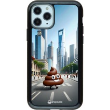 iPhone 11 Pro Case Hülle - Hybrid Armor schwarz Kackhaufen Emoji Spaziergang