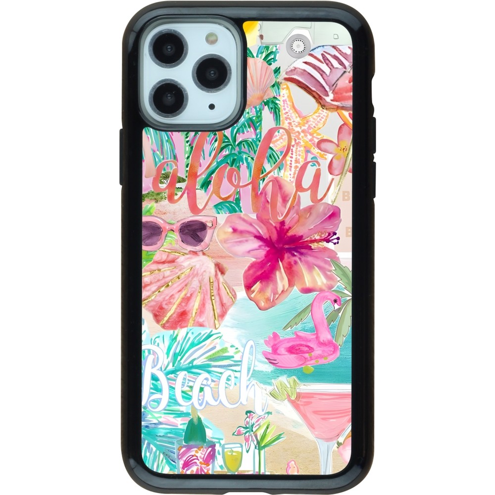 iPhone 11 Pro Case Hülle - Hybrid Armor schwarz Preppy Collage Aloha