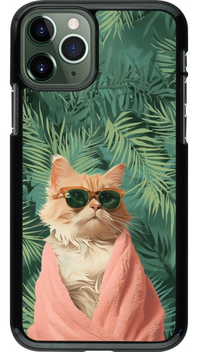 iPhone 11 Pro Case Hülle - Cat Summer Palms