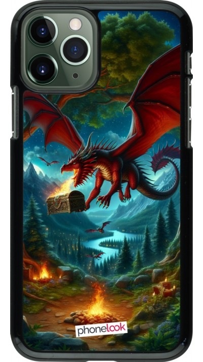 iPhone 11 Pro Case Hülle - Drache Fliegend Wald Schatz