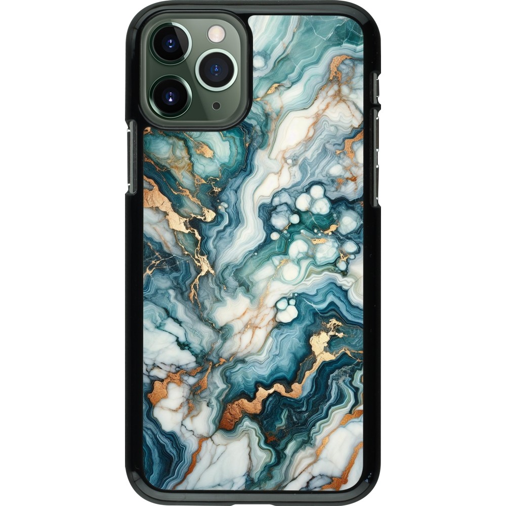 iPhone 11 Pro Case Hülle - Grüner Blauer Goldener Marmor