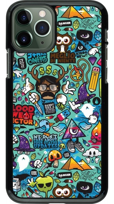 iPhone 11 Pro Case Hülle - Mixed Cartoons Turquoise