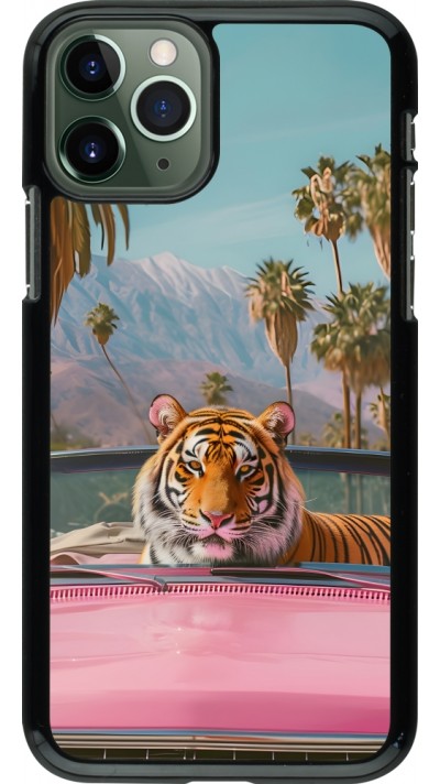 iPhone 11 Pro Case Hülle - Tiger Auto rosa