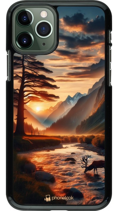 iPhone 11 Pro Case Hülle - Tal Sonnenuntergang Hirsch Baum