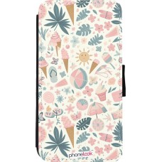 iPhone 11 Pro Case Hülle - Wallet schwarz Sommer Pink Muster