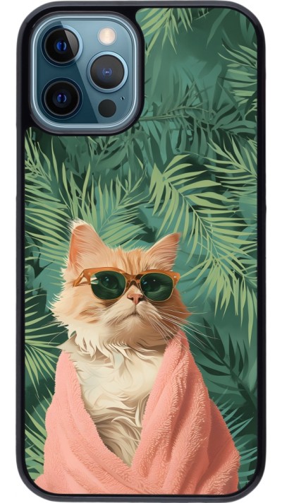 iPhone 12 / 12 Pro Case Hülle - Cat Summer Palms