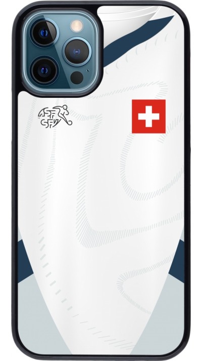 Coque iPhone 12 / 12 Pro - Maillot de football Suisse Extérieur personnalisable