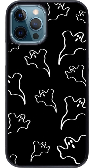 iPhone 12 / 12 Pro Case Hülle - Halloween 2024 black and white ghosts