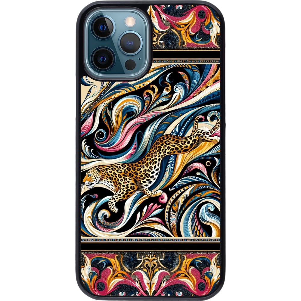 iPhone 12 / 12 Pro Case Hülle - Leopard Abstrakte Kunst