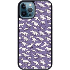 iPhone 12 / 12 Pro Case Hülle - Mini-Dino-Muster violett