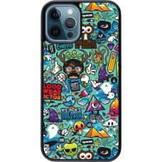 iPhone 12 / 12 Pro Case Hülle - Mixed Cartoons Turquoise