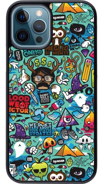 iPhone 12 / 12 Pro Case Hülle - Mixed Cartoons Turquoise