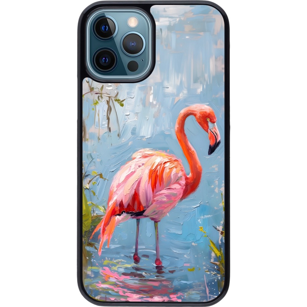 iPhone 12 / 12 Pro Case Hülle - Paint Flamingo