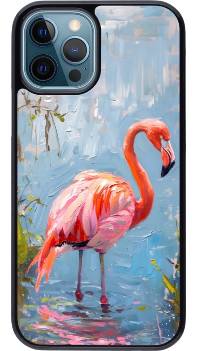 iPhone 12 / 12 Pro Case Hülle - Paint Flamingo