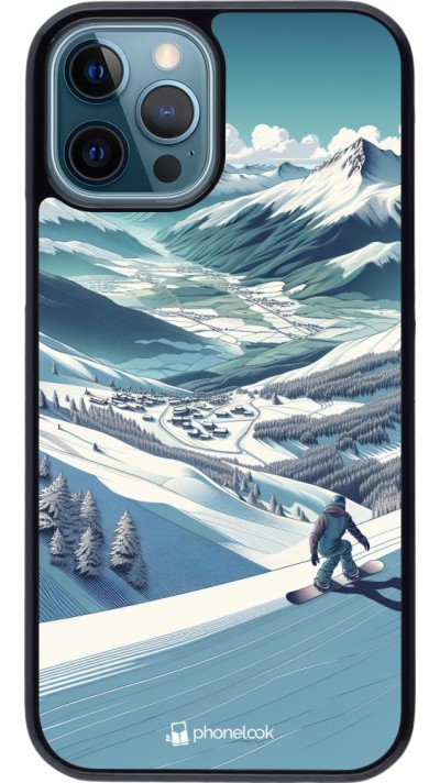 iPhone 12 / 12 Pro Case Hülle - Snowboarder Berg