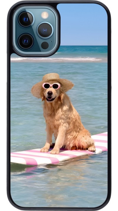 iPhone 12 / 12 Pro Case Hülle - Summer Dog on Paddle