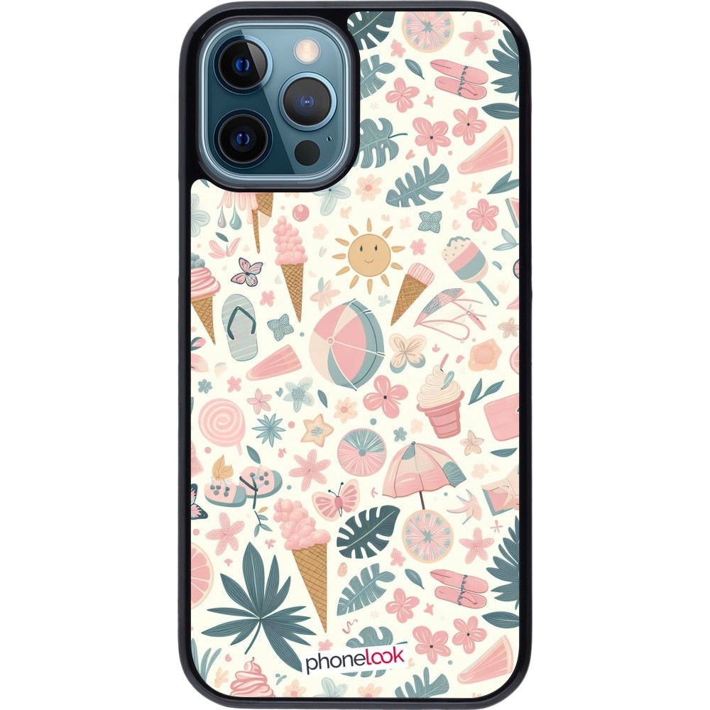 iPhone 12 / 12 Pro Case Hülle - Sommer Pink Muster