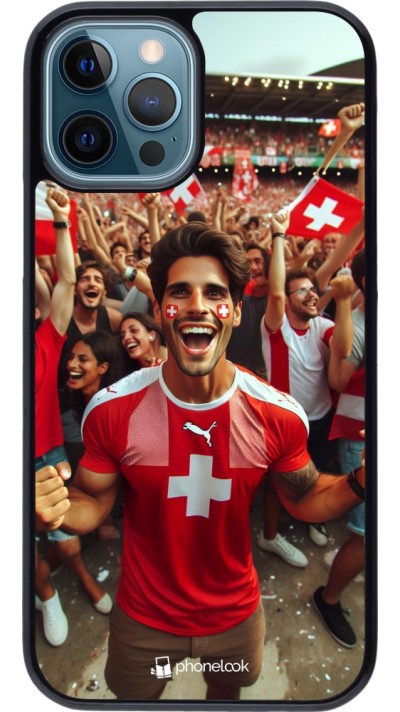 Coque iPhone 12 / 12 Pro - Supporter Suisse Euro 2024