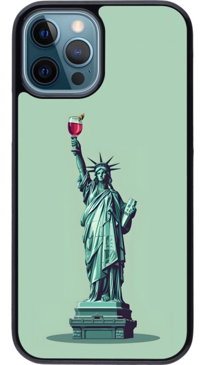 Coque iPhone 12 / 12 Pro - Wine Statue de la liberté avec un verre de vin