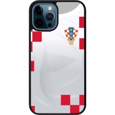 iPhone 12 / 12 Pro Case Hülle - Silikon schwarz Kroatien 2022 personalisierbares Fussballtrikot