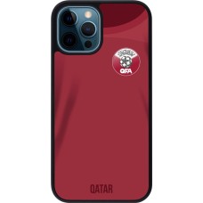 iPhone 12 / 12 Pro Case Hülle - Silikon schwarz Katar 2022 personalisierbares Fussballtrikot