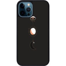 iPhone 12 / 12 Pro Case Hülle - Silikon schwarz Halloween 22 eye sun moon