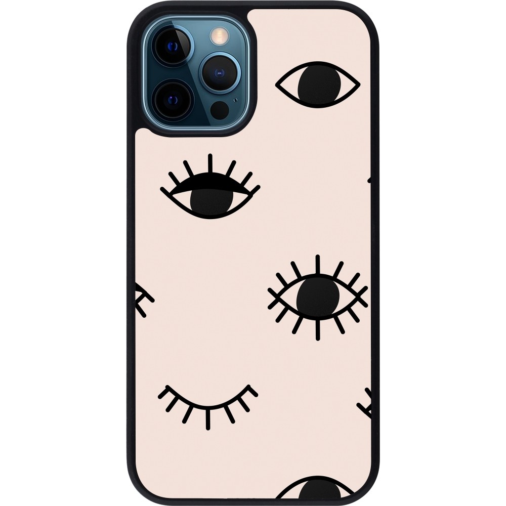 iPhone 12 / 12 Pro Case Hülle - Silikon schwarz Halloween 2023 I see you