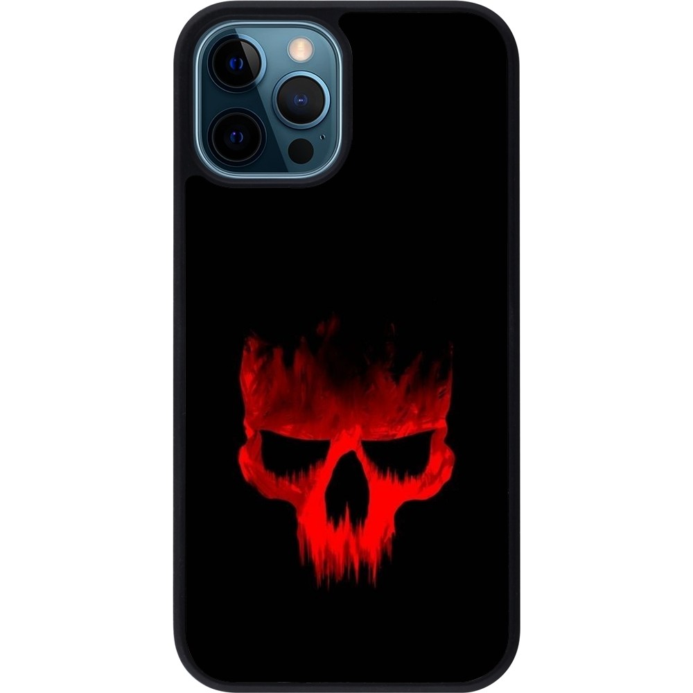 iPhone 12 / 12 Pro Case Hülle - Silikon schwarz Halloween 2023 scary skull